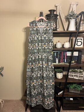 Garnet Hill Linen Cinched-Waist Maxi Dress Size 10